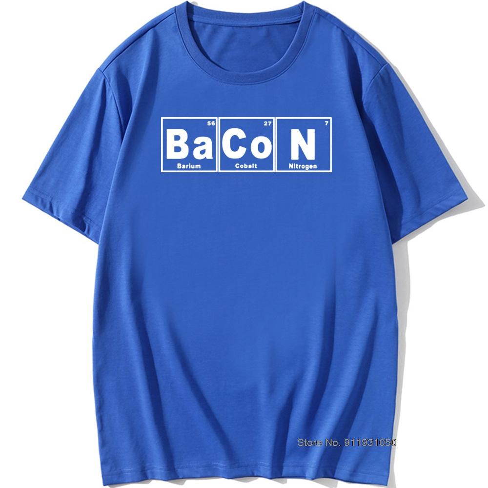 Periodic Table Chemistry Of Bacon T Shirt Design Funny Tshirt Unisexs Tops Tees Short Sleeve Camisetas Tshirt