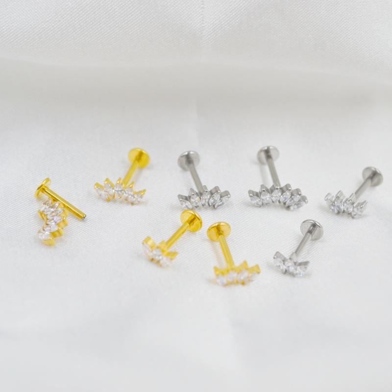 Titan G23 Coroană Marcheză Zircon Stud pentru Buze și Urechi pentru Piercing Medusa, Helix și Cartilaj.