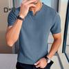 Herren T-Shirt V-Ausschnitt Kurzarm T-Shirt Einfarbig Slim Fit Weich Atmungsaktiv Sommer Casual Tops Alltagskleidung