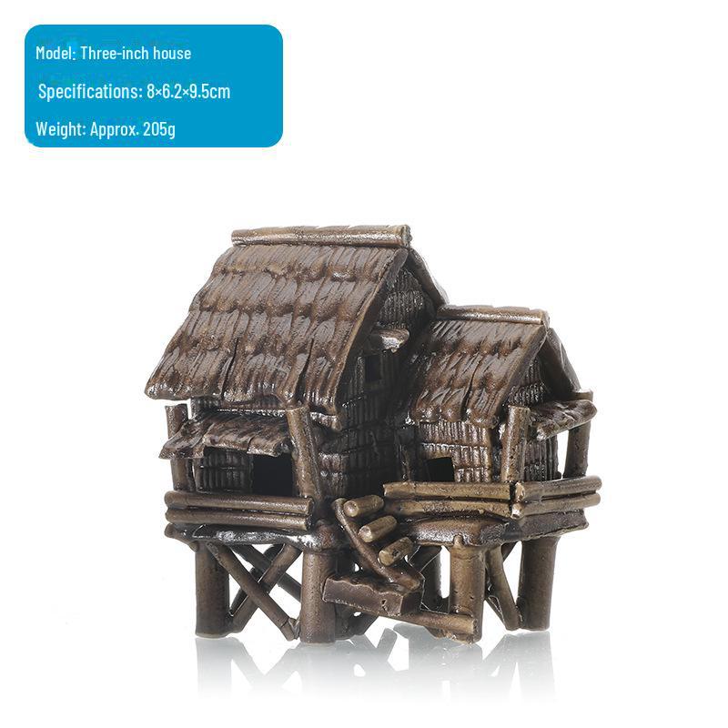 Ceramic Fish Tank Decoration: Water-Absorbing Stone Ornament for Aquariums, Gardens, and Bonsai – Thatched and Bamboo Houses.