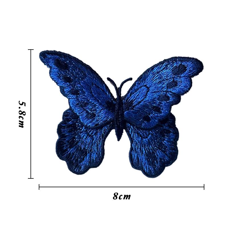 5Pcs Colorful Butterfly Fabric Applique Embroidery Patches 8x5.8cm Sew-On Stickers for DIY Sewing Hanfu Dress Clothing Patch