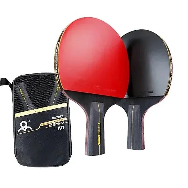 

6 Star Table Tennis Racket 2PCS Professional Ping Pong Racket Set Pimples-in Rubber Hight Quality Blade Bat Paddle with Bag