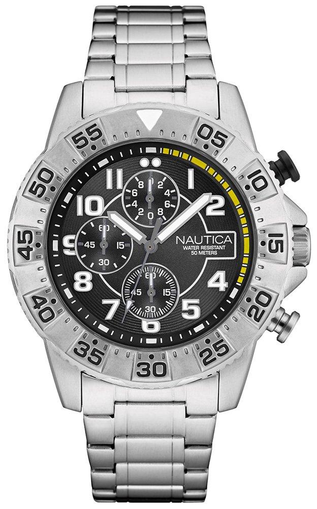 

Часы Nautica, американский японский кварцевый механизм, хронограф NAD16004G [предмет] серебряный