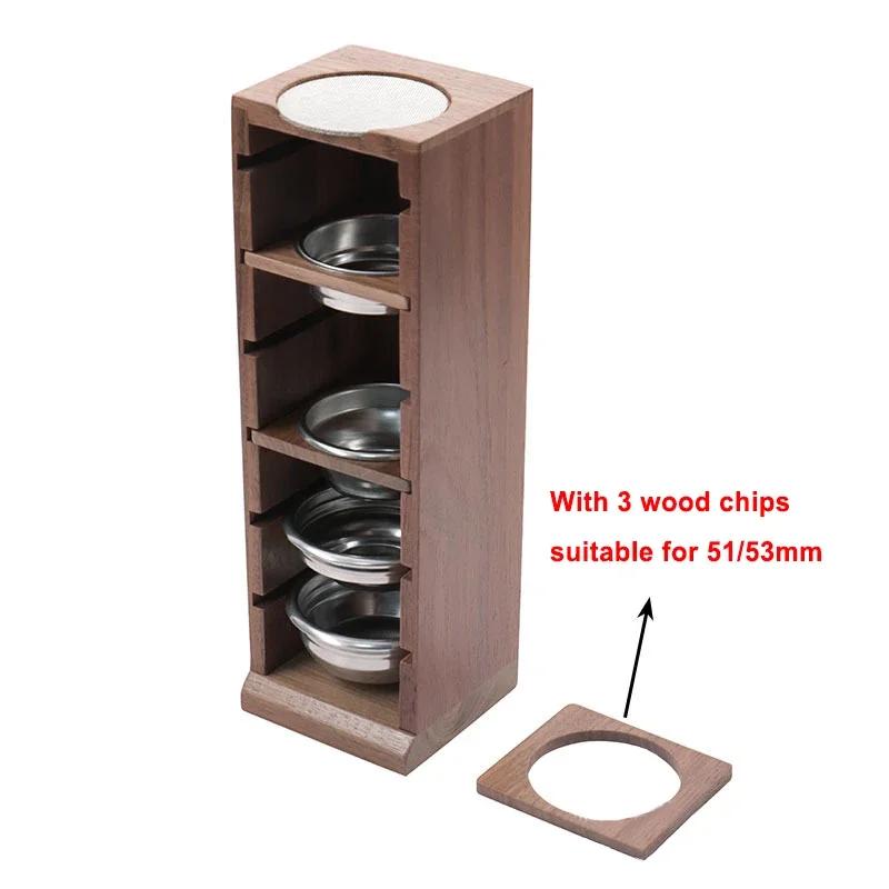 51/53/58mm Wooden Espresso Powder Bowls Filter Basket Storage Display Rack Coffee Container Storage Racks Barista Accessories