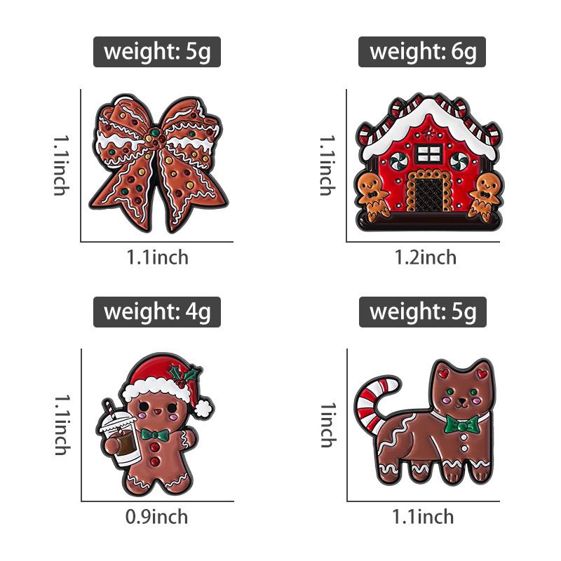 Christmas Gingerbread Man Enamel Pins Custom Bow Cookies Brooches Lapel Badges Clothes Funny Jewelry Gift for Kids Friends