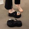 New Thick-soled Height-increasing Shoes with Rhinestones and High-heeled Sandals for Women