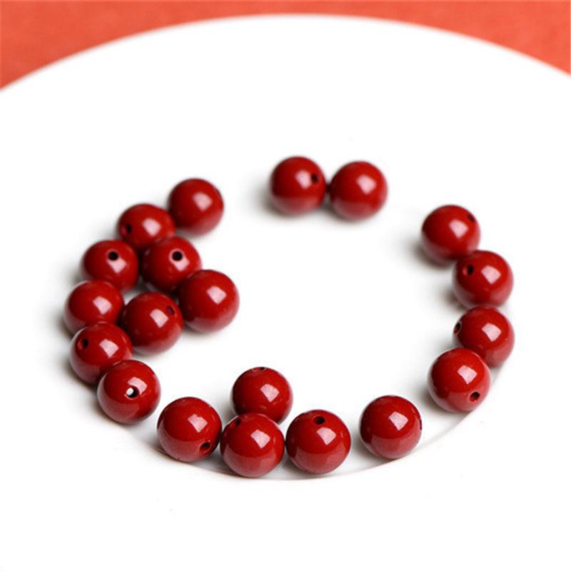 20pcs Natural Raw Cinnabar Round Beads Beautiful Multicolor Beads Handmade Diy Bracelet Necklace Jewelry Handmade Lucky Beads Accessories