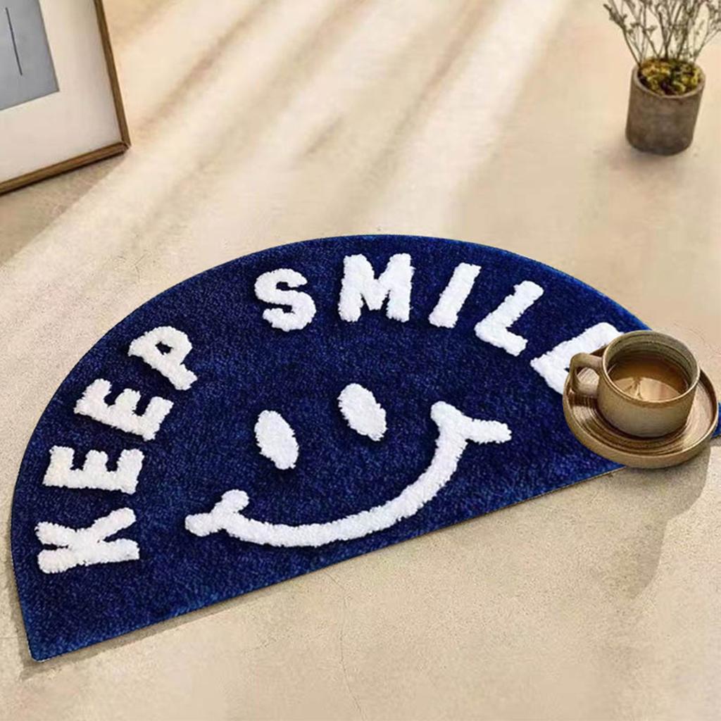 Half Round Smiling Face Entrance Door Mat Imitation Cashmere Area Carpet Family Blanket Soft Bathroom Foot Rugs Welcome Mat