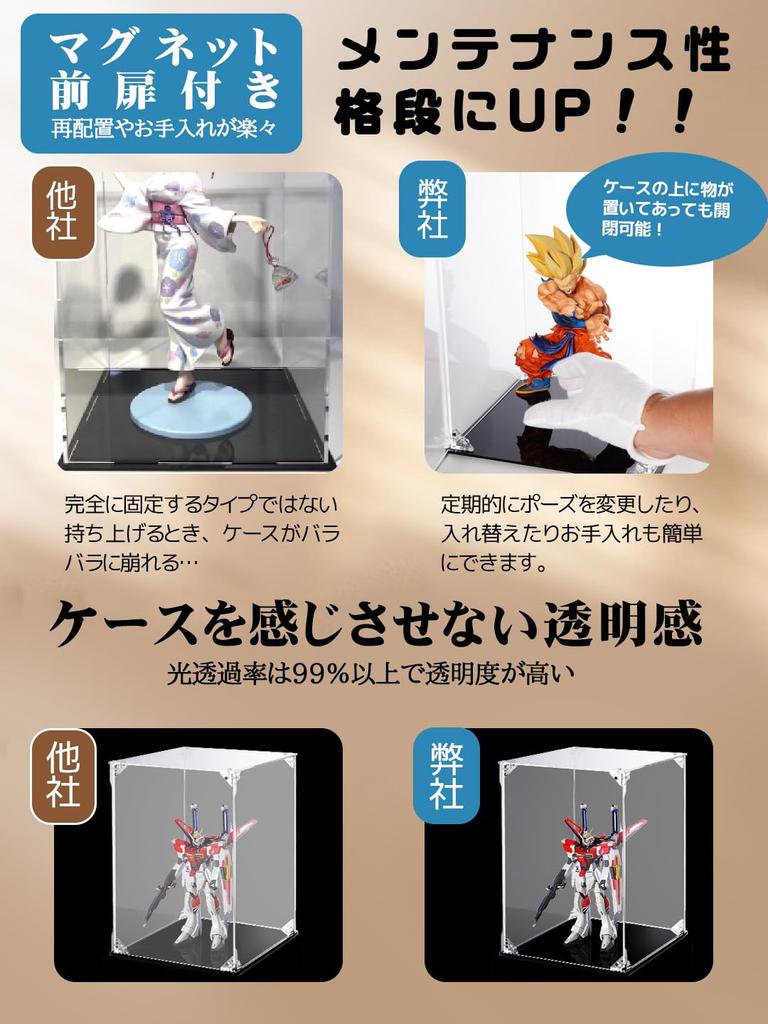 Acrylic Figure UV Magnetic Collection Easy Acrylic Display Includes Gloves and Cleaning Action Figure Japanese Instruction Manual Mirror Back 25cm W X