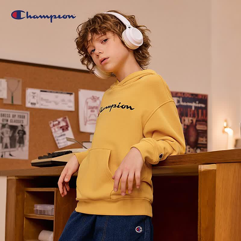 Champion Kids' Cotton Hooded Sweatshirt with Embroidered Logo
