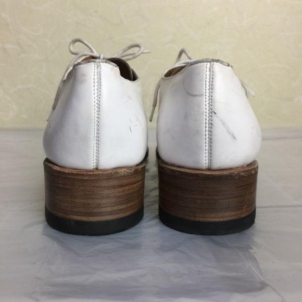 White Dress Business Shoes Size 24.0 6 Leather Goodyear Welted White High Heel(USED)