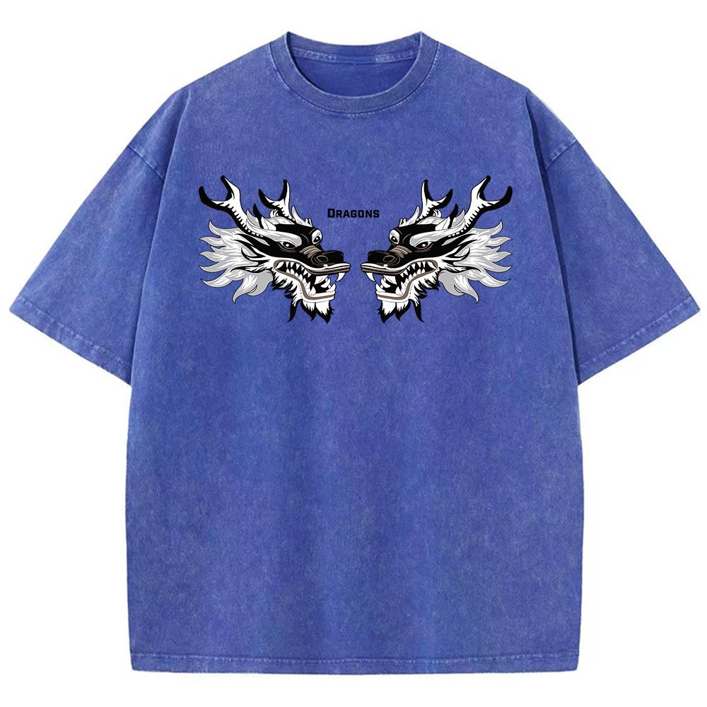 Funny Two-Headed Animal Dragon Print Boy T Shirt Lovely Shoulder Drop T Shirt Outdoor Originality Tshirt Holiday Tops