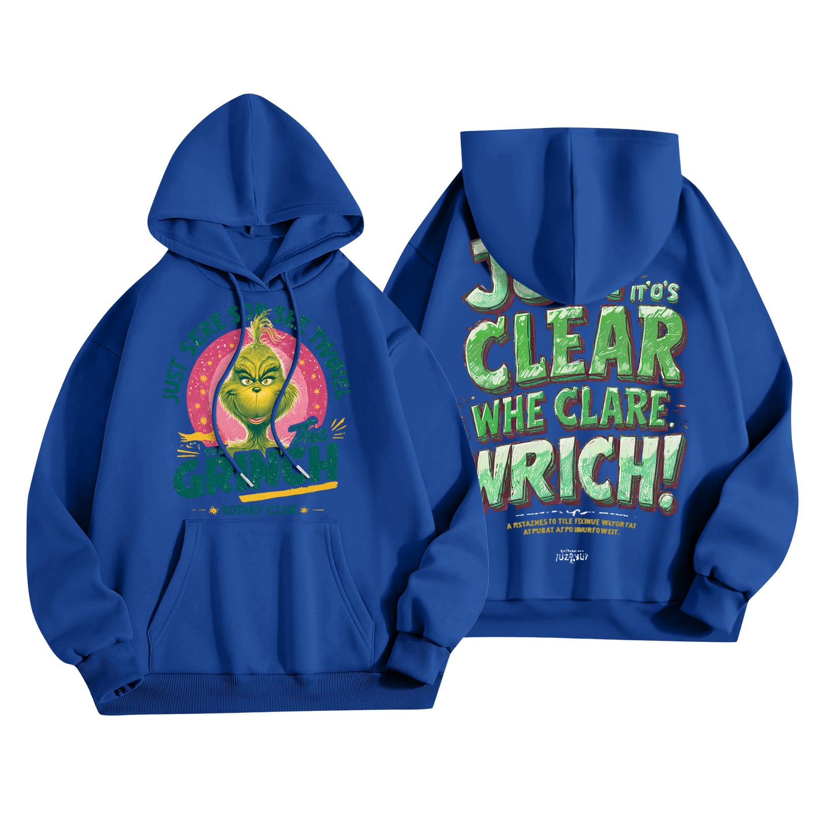 

Женская повседневная модная толстовка с капюшоном и карманами с рождественским принтом XL