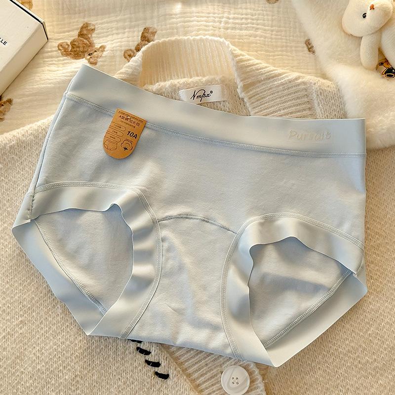 Large Size Women Spring and Autumn Simple Pure Cotton 10A Antibacterial No Trace Hip Mid Waist Briefs