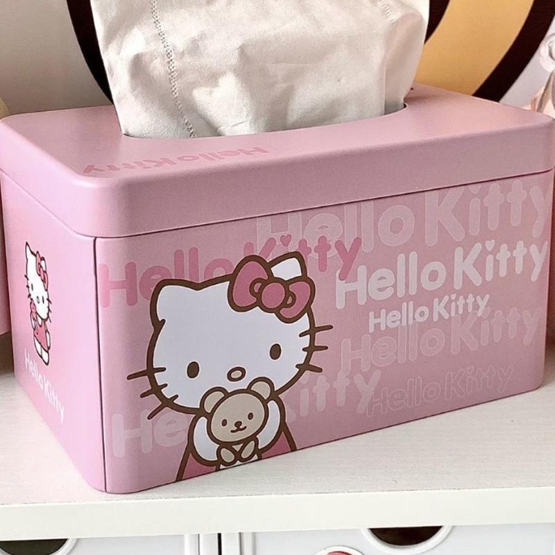 1PC Tissue Box Stylish Iron Storage Box Girly Cartoon Cute Home Tissue Holder Dorm Desk Organizer