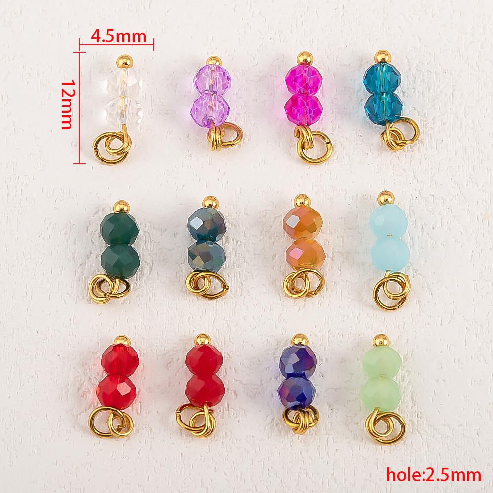 5pcs Multi-faceted Colored Double-bead Stainless Steel Pendant Compact and Exquisite for DIY Hairpin Pendant Accessory Materials