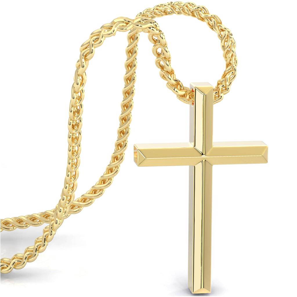 Gold Chain Cross 60cm Christian Crucifix [SERASAR] Men's - Men's