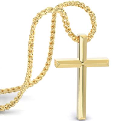 Gold Chain Cross 60cm Christian Crucifix [SERASAR] Men's - Men's