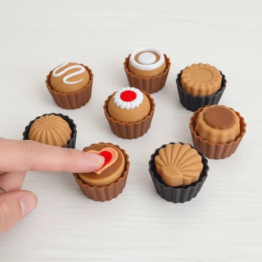 3D Printed Cake Clicker Key Chain Pendant Sensory Clicker Toys Button Dessert Key Ring Daily