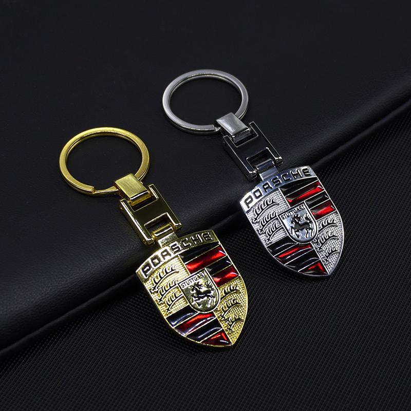 Car Emblem Keychain H Buckle Double-sided Key Ring Gift For Porsche 918 911 718 Taycan Panamera Cayenne Boxster Cayman Accessory