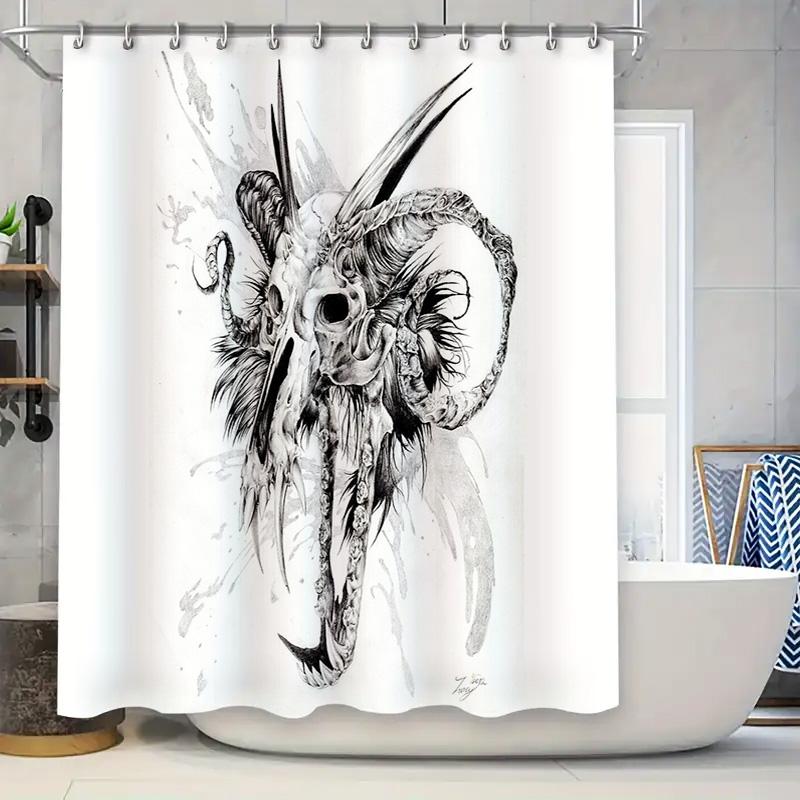

Gothic Horror Shower Curtain Spooky Skull Tapestry Dark Art Bathroom Decor Creepy Gothic Home Ethereal Macabre Wall Hanging Haun 90x180cm