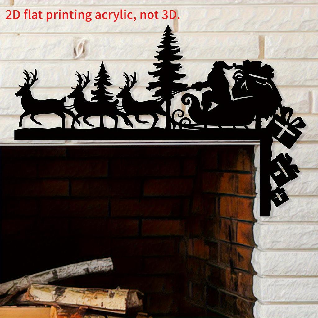 1pcs 2D Christmas Corner Sign Santa Reindeer Santa Claus Frame Acrylic Door Sitter Home Wall Decor Festive Xmas Decoration Gift