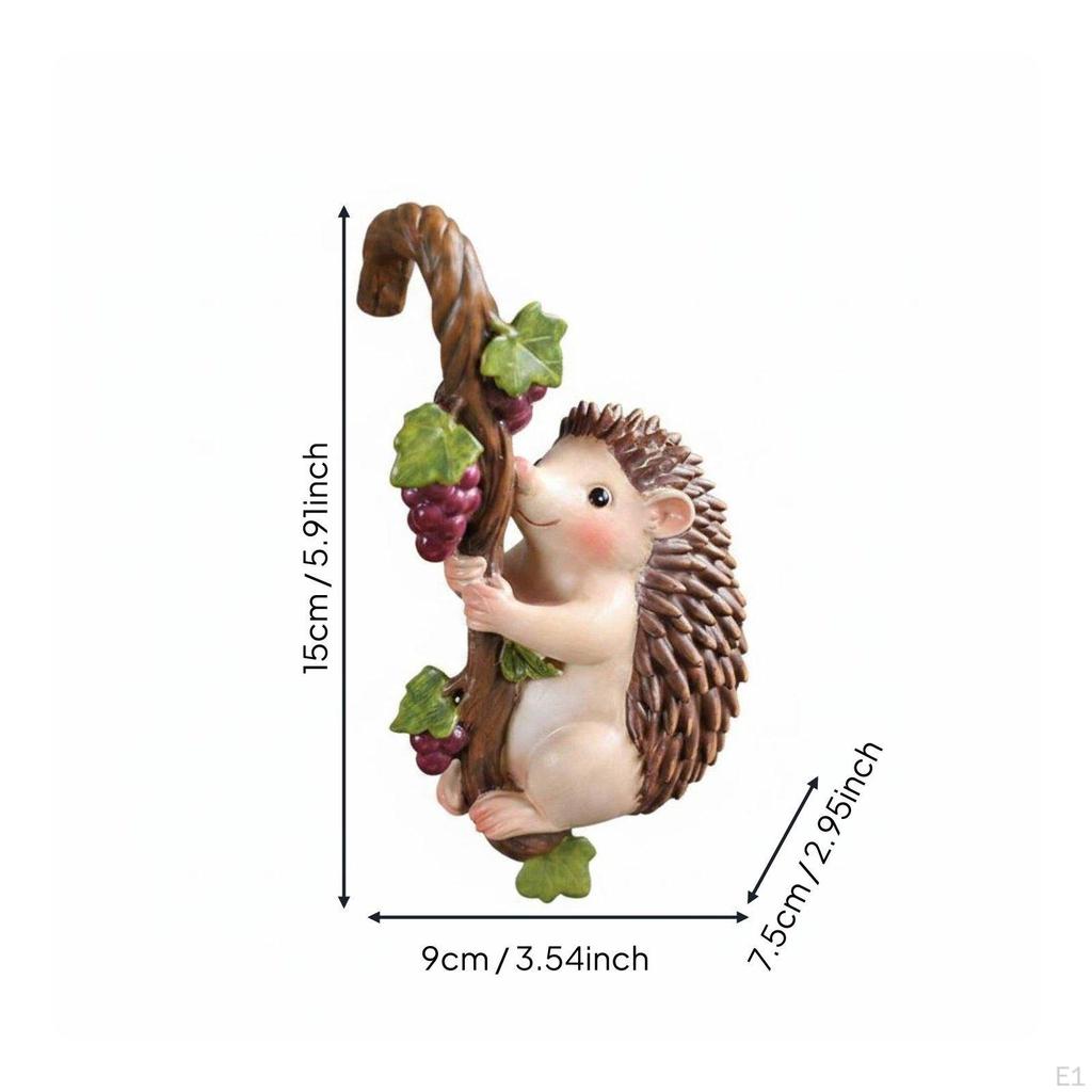 Hedgehog Pot Hanger WeatherResistant Climbing Figurine HandPainted Look Resin Animal