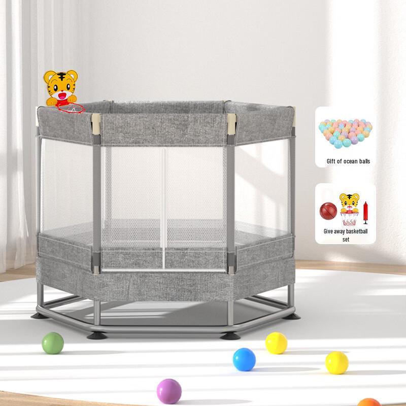 Children s Indoor Trampoline with Safety Net and Pull-up Bar