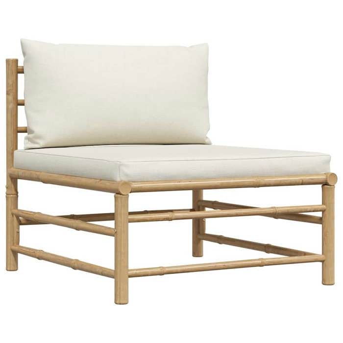 Maison Exclusive - Canapé central de jardin avec coussins blanc crème Bambou
