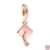 Plated Rose Gold Sparkling Pink Air Balloon & Levelled Heart Charm Bead Fit Original Sier Bracelet DIY Jewelry