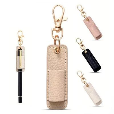 Tragbares PU-Leder Lanyard Stifthalter Halsketten-Stil Mit Schlüsselanhänger Stiftetui Stifttasche Abriebfest Langlebig Stiftclip Schlüsselanhänger
