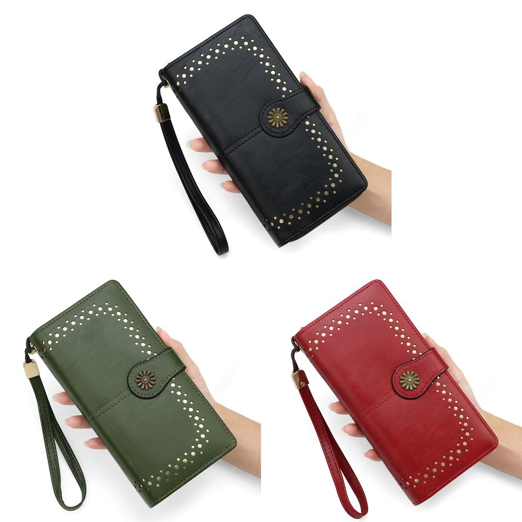 Minimalist Pu Leather Long Wallet With Zipper For Daily Use And Card Storage