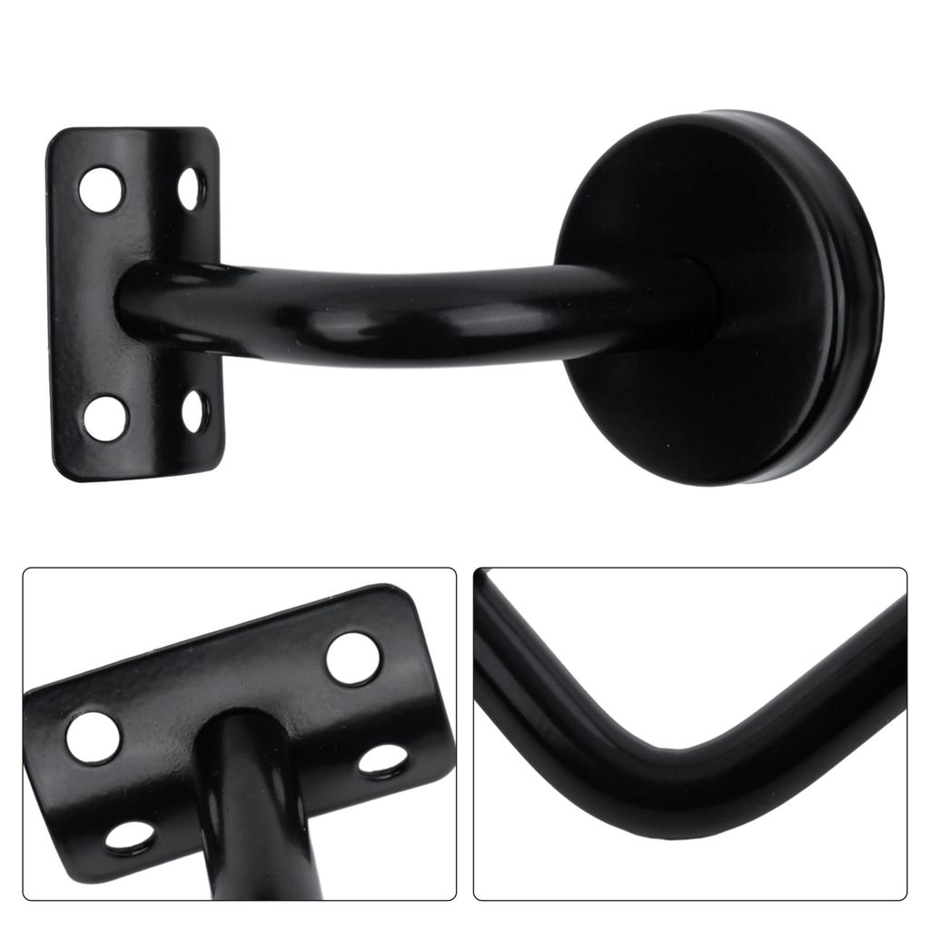 Black Stair Handrail Bracket Stainless Steel 60x60MM 60x80MM Wall Support Hand Rail Balustrade For Household Hotels Hardware