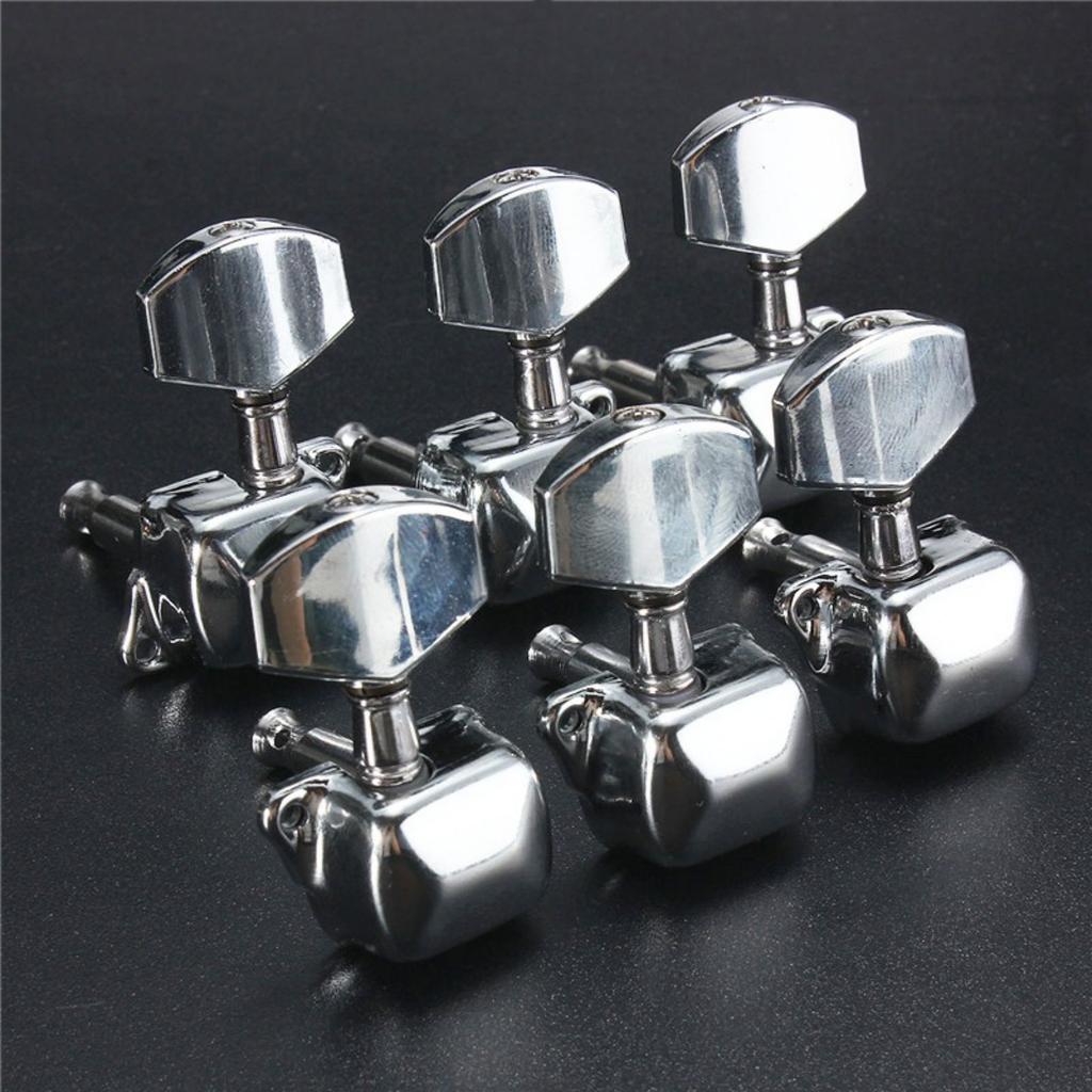 Acoustic Guitar Strings Button Metal Semi-Closed Guitar String Button Tuner Guitar Knob for Guitar or Acoustic Guitar Chrome