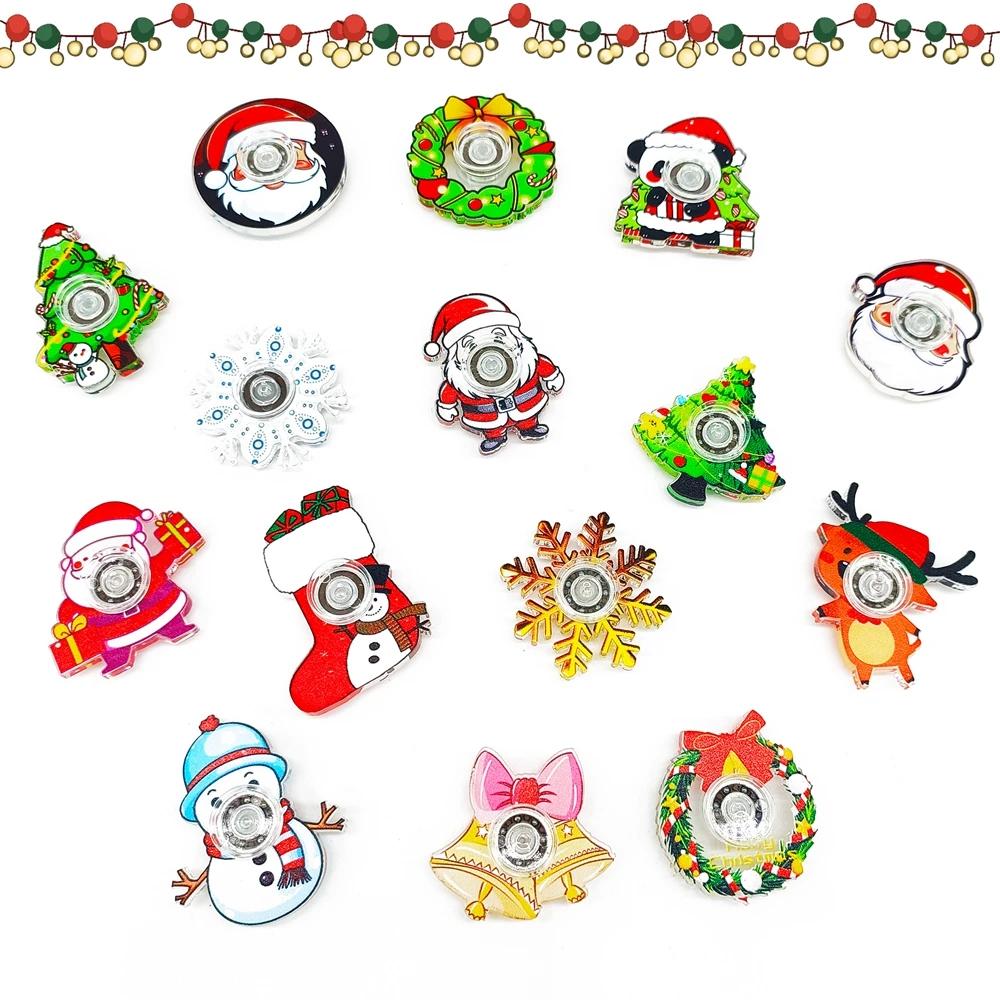 Christmas 10PCS Fingertip Gyro Toy Santa Claus Christmas Tree Creative Fidget Spinners Toys Stress Relief Party Favors Xmas Gift