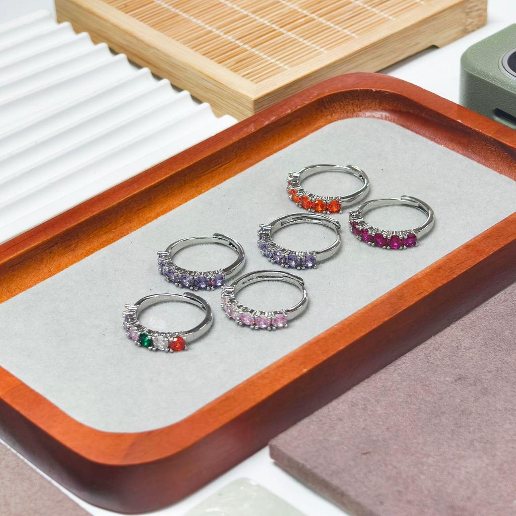 Gusen Colorful Zircon Inlaid Fashion Ring - Simple, Exquisite, Hot-Selling Style