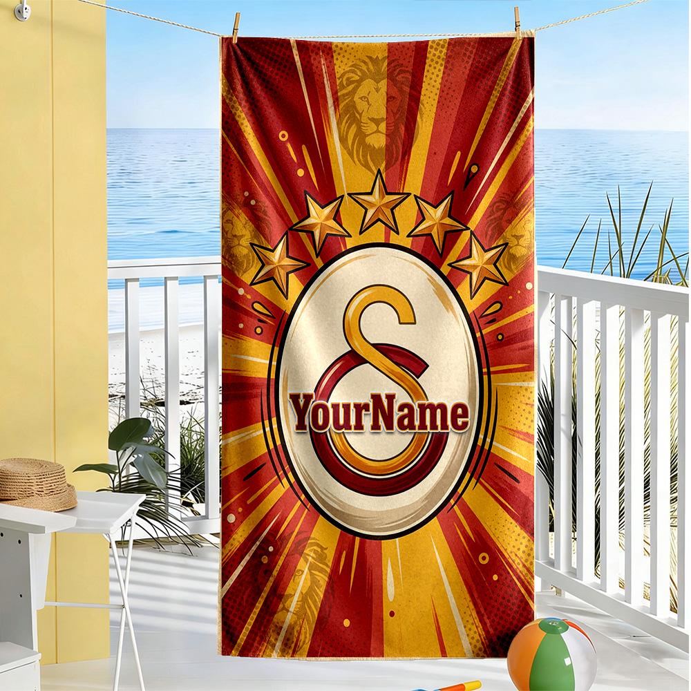 Galatasaray Customized Name Beach Towel High Absorbency Quickdry Ideal For Travel Outdoor Swim Pool Yoga Surf Camping Hiking Gym Gift Holiday