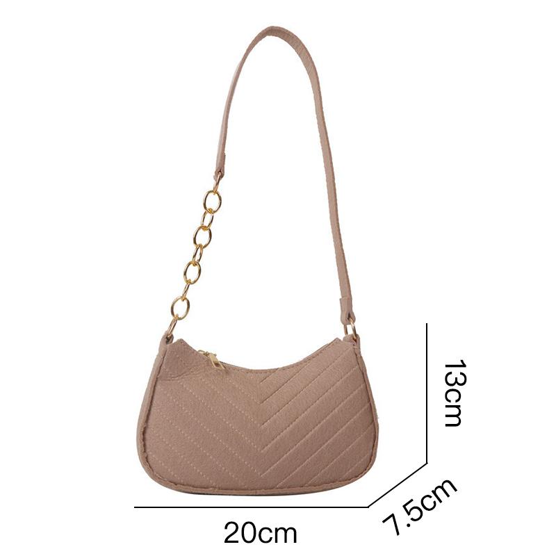 Women Felt Mini Shoulder Bag Solid Color Casual Handbag Female Underarm Bag Purse