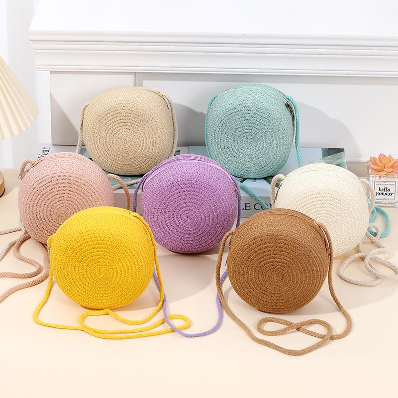 Children's Woven Straw Crossbody Bag - Cute Mini Backpack & Coin Purse for Little Girls, Perfect for Beach and Summer Travel