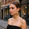 Pendientes Colgantes de Resina Ámbar Irregulares Geométricos Exagerados Estilo Retro Color Dorado para Mujer Joyería de Diseñador de Moda