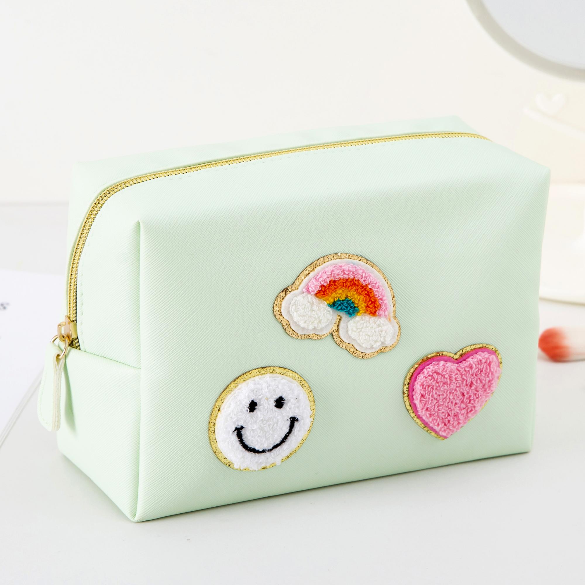 

Симпатичная водонепроницаемая косметичка из искусственной кожи для девочек и женщин, косметичка для рождественских подарков с синельными нашивками