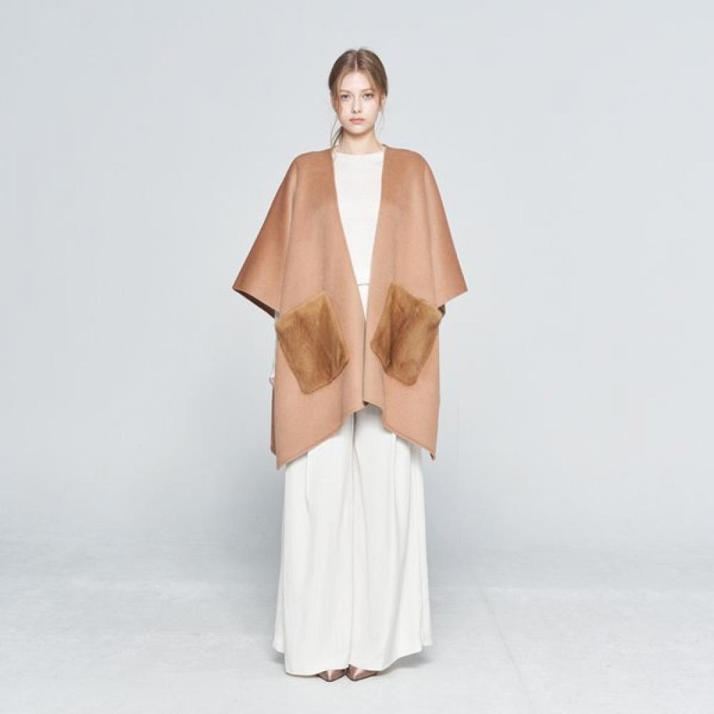 Sabatier Mink Pocket Wool Cape Bk 15070ss