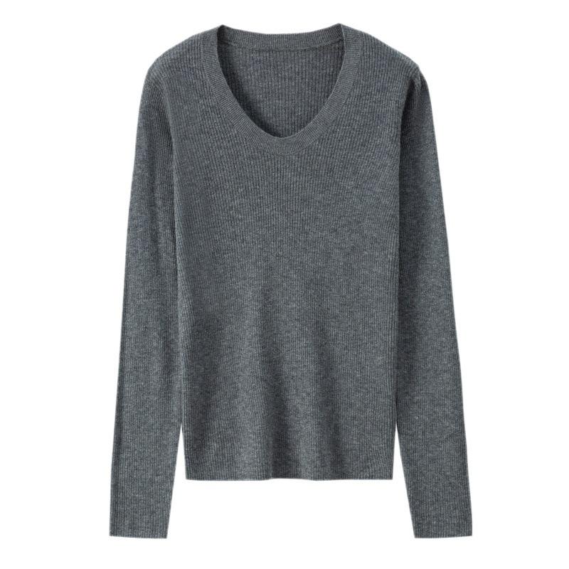 Classic High-end Autumn and Winter New Niche Chic Front Shoulder Thin Long-sleeved Women's All-wool Knitted Sweater