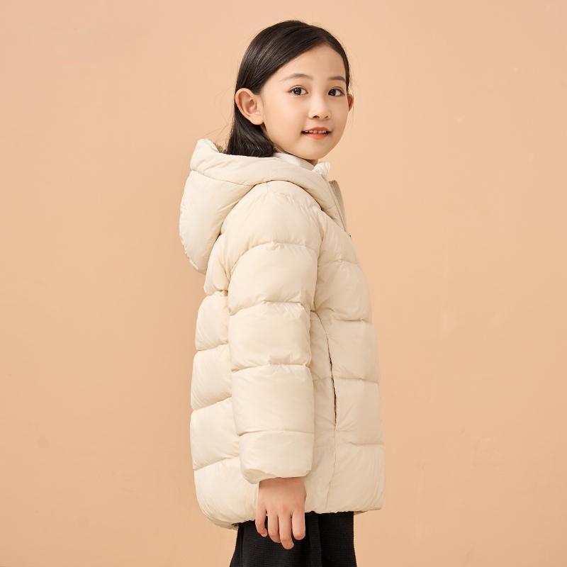Barneklær Dunjakke Gutter Jenter Vinter Kort Barnejakke med hette