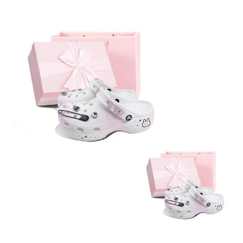 

Crocs Classic Platform Clog EVA Sweet and Cool Classic Cloud Dok Retro Cute Gradient Hand-Painted Gift Box Hole Shoes Women s White 34-35 белый