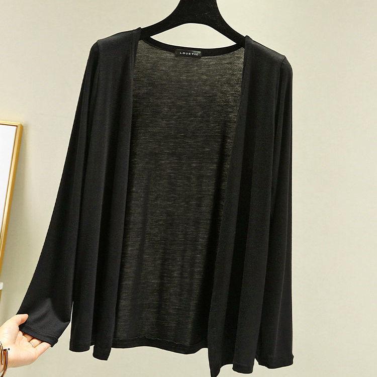 Thin Modal Coat Women's Summer Loose Clothes Versatile Casual Top Long Sleeve Knitted Air Conditioning Cardigan Sunscreen Clothes