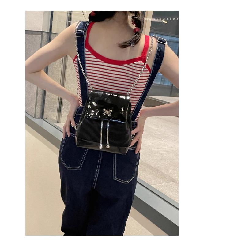

YK chain Spice Girl backpack new mercerized leather high-end silver backpack trend Standard чорний