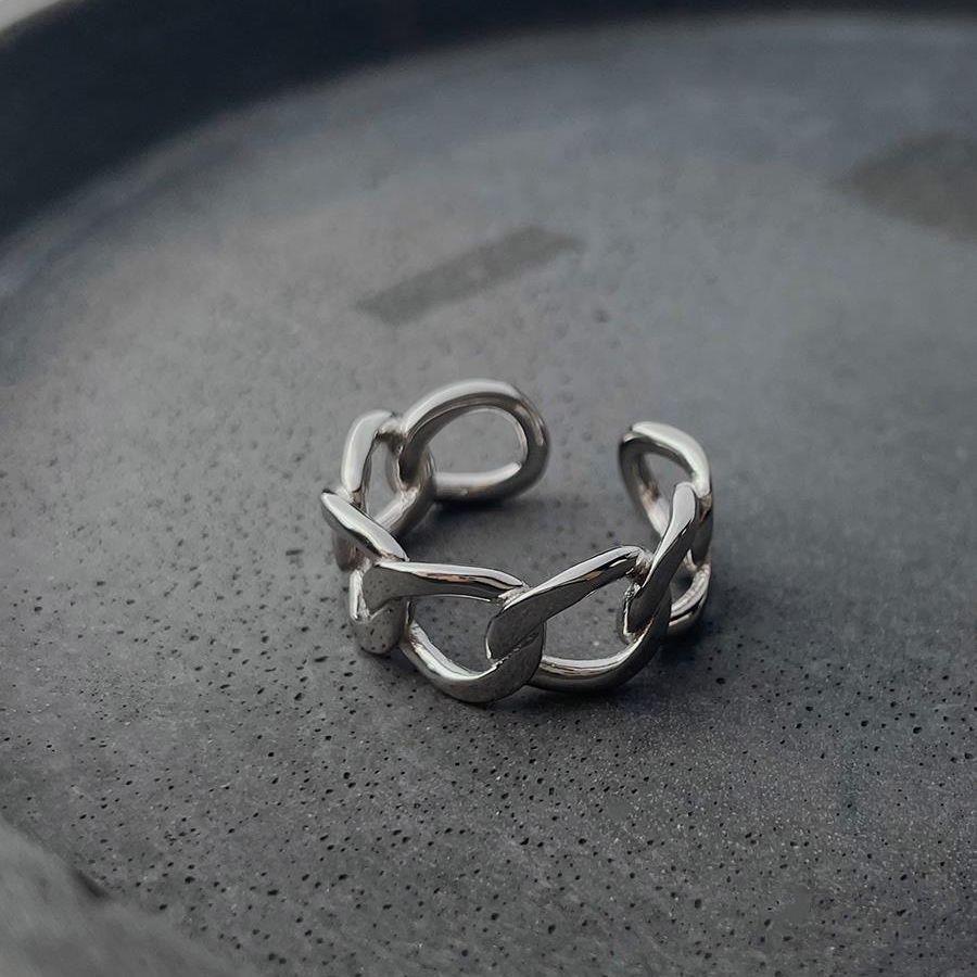 Women's Geometric Twisted Open Adjustable Chain Ring - Cold Style, Versatile Index Finger Ring