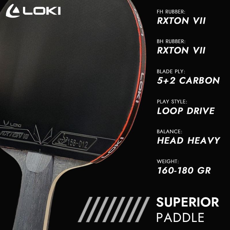 LOKI 9-Sterne Tischtennis Schläger Marke Neu Professionelles Ping Pong Schläger Schläger, RXTON 7 Klebriges Gummi, 5 Holz 2 Carbon Holz