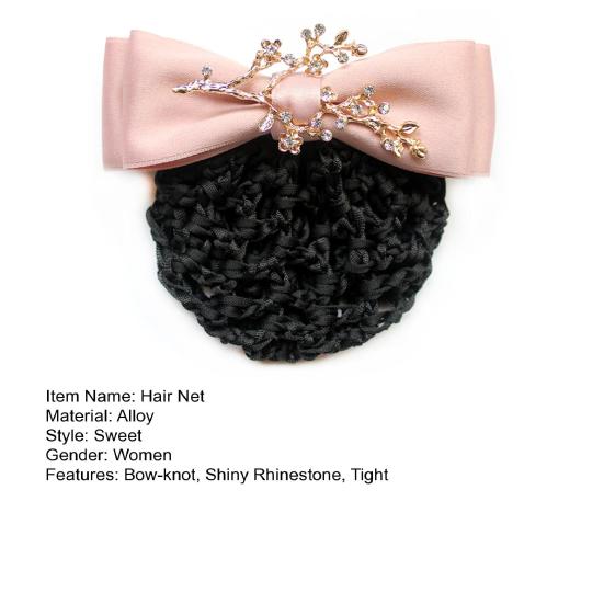 Women Hair Net Temperament Flower Shape OL Style Fishnet Hair Decoration Decorative Soft Bow-knot Lady Bud Hair Net for Airline Stewardess